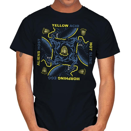 Yellow Hot Morphing Aliens - Mens T-Shirts RIPT Apparel Small / Black