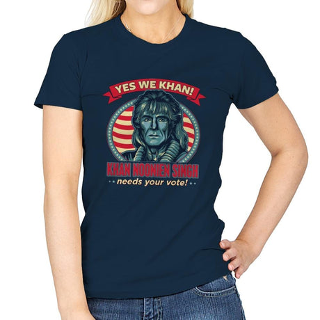 Yes We Khan - Womens T-Shirts RIPT Apparel Small / Navy