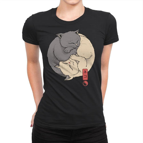 Yin Yang Cats - Womens Premium T-Shirts RIPT Apparel Small / Black