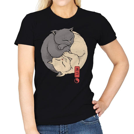 Yin Yang Cats - Womens T-Shirts RIPT Apparel Small / Black