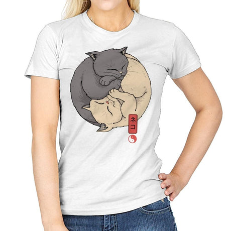 Yin Yang Cats - Womens T-Shirts RIPT Apparel Small / White
