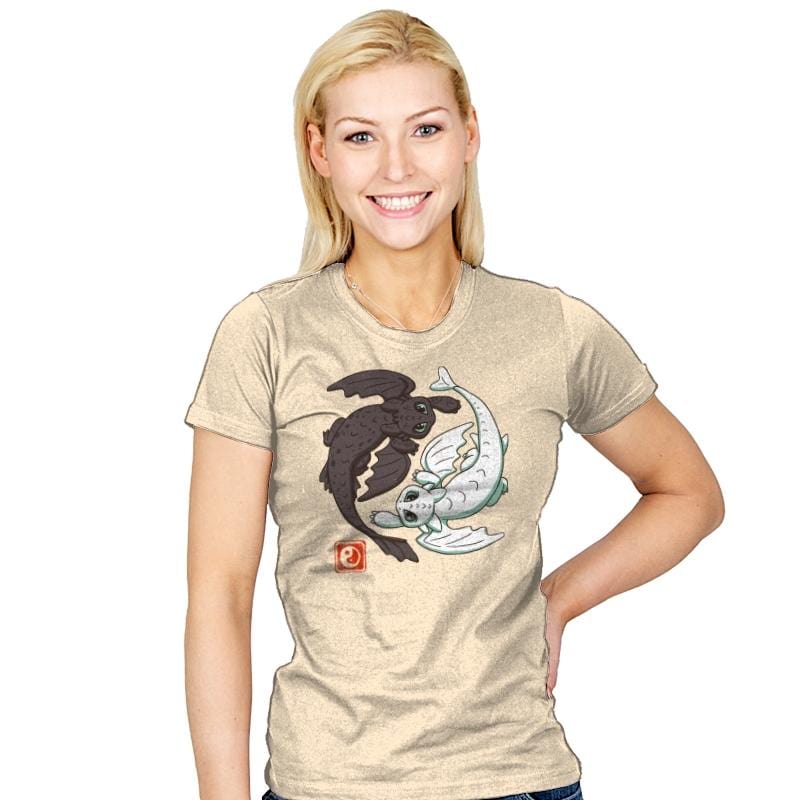 Yin Yang Dragons - Womens T-Shirts RIPT Apparel Small / Natural