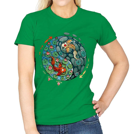Ying Yang Koi - Womens T-Shirts RIPT Apparel Small / Irish Green