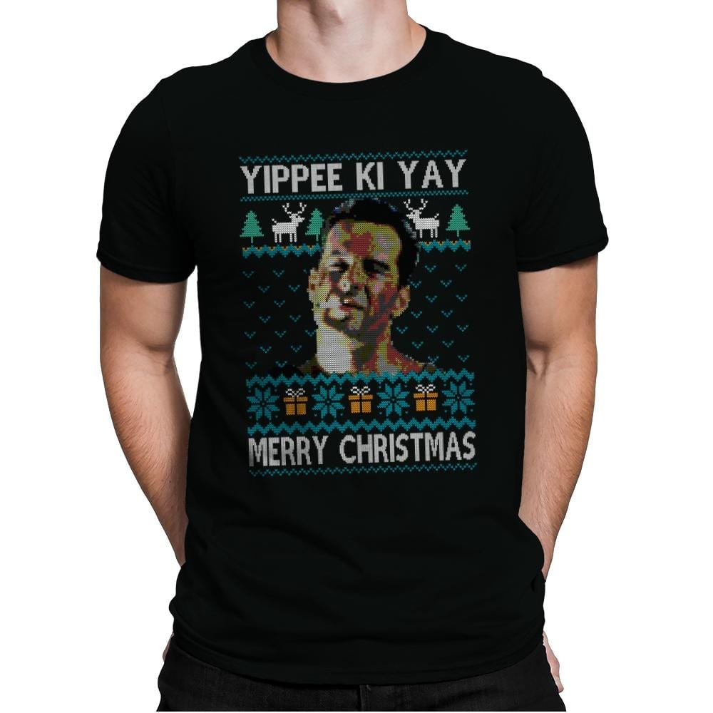 Yipee ki Yay Merry Christmas - Mens Premium T-Shirts RIPT Apparel Small / Black