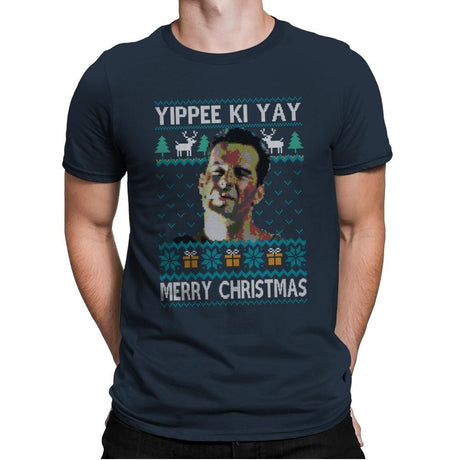 Yipee ki Yay Merry Christmas - Mens Premium T-Shirts RIPT Apparel Small / Indigo