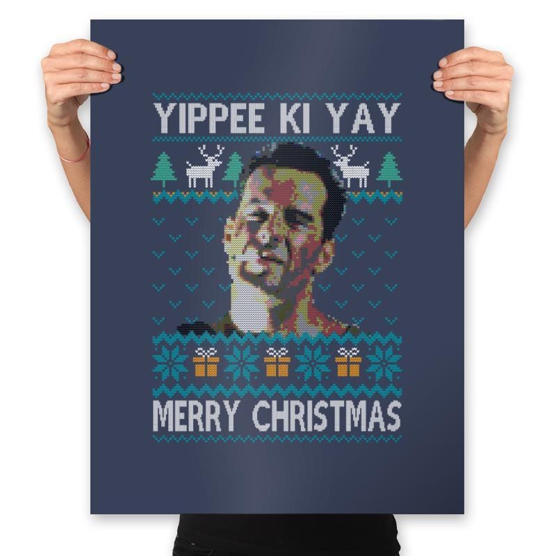Yipee ki Yay Merry Christmas - Prints Posters RIPT Apparel 18x24 / Navy