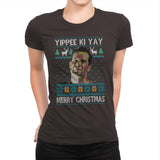 Yipee ki Yay Merry Christmas - Womens Premium T-Shirts RIPT Apparel Small / Dark Chocolate