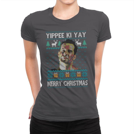 Yipee ki Yay Merry Christmas - Womens Premium T-Shirts RIPT Apparel Small / Heavy Metal