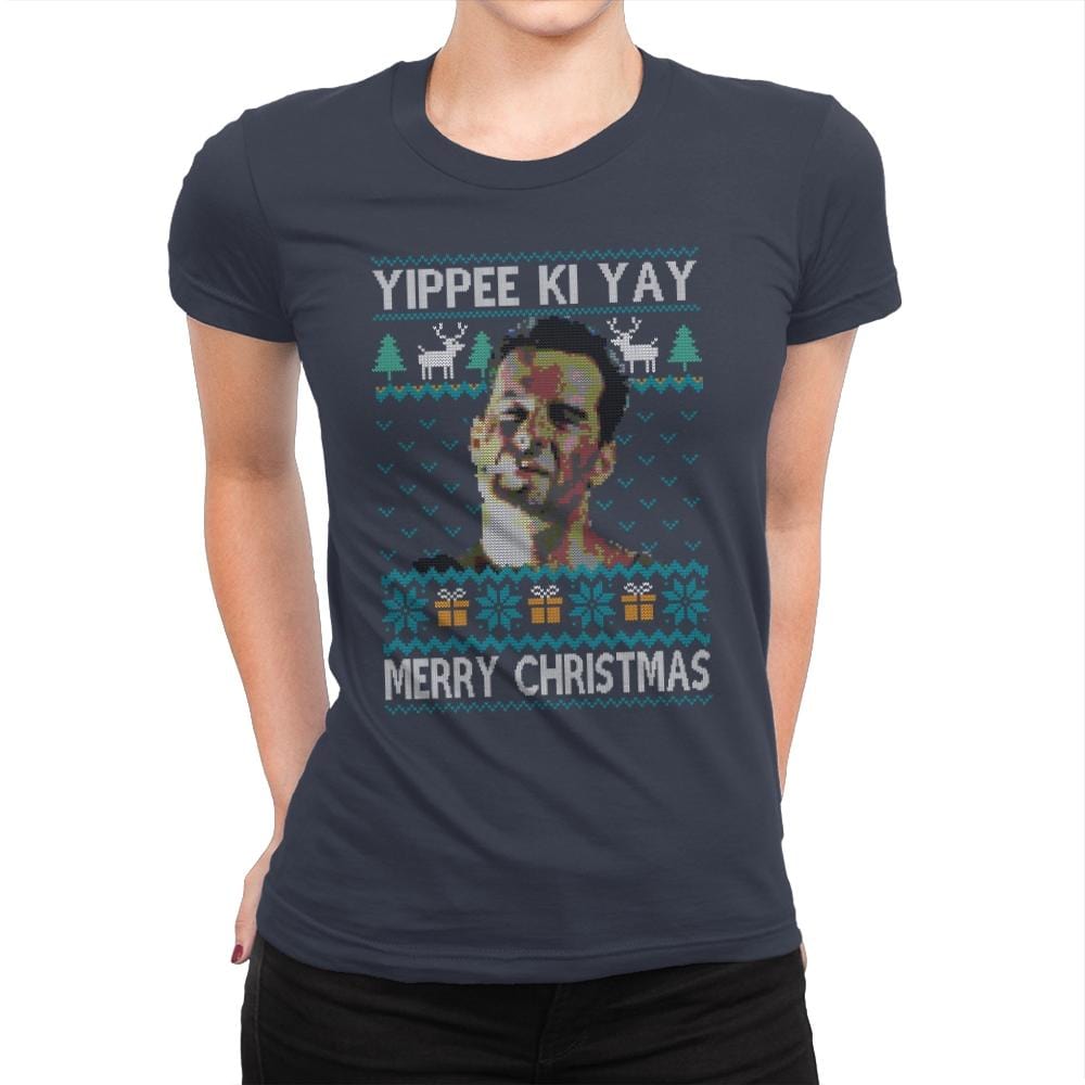 Yipee ki Yay Merry Christmas - Womens Premium T-Shirts RIPT Apparel Small / Indigo