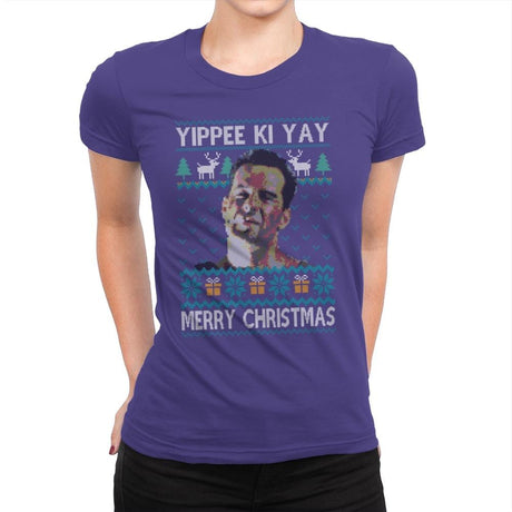 Yipee ki Yay Merry Christmas - Womens Premium T-Shirts RIPT Apparel Small / Purple Rush