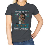 Yipee ki Yay Merry Christmas - Womens T-Shirts RIPT Apparel Small / Charcoal