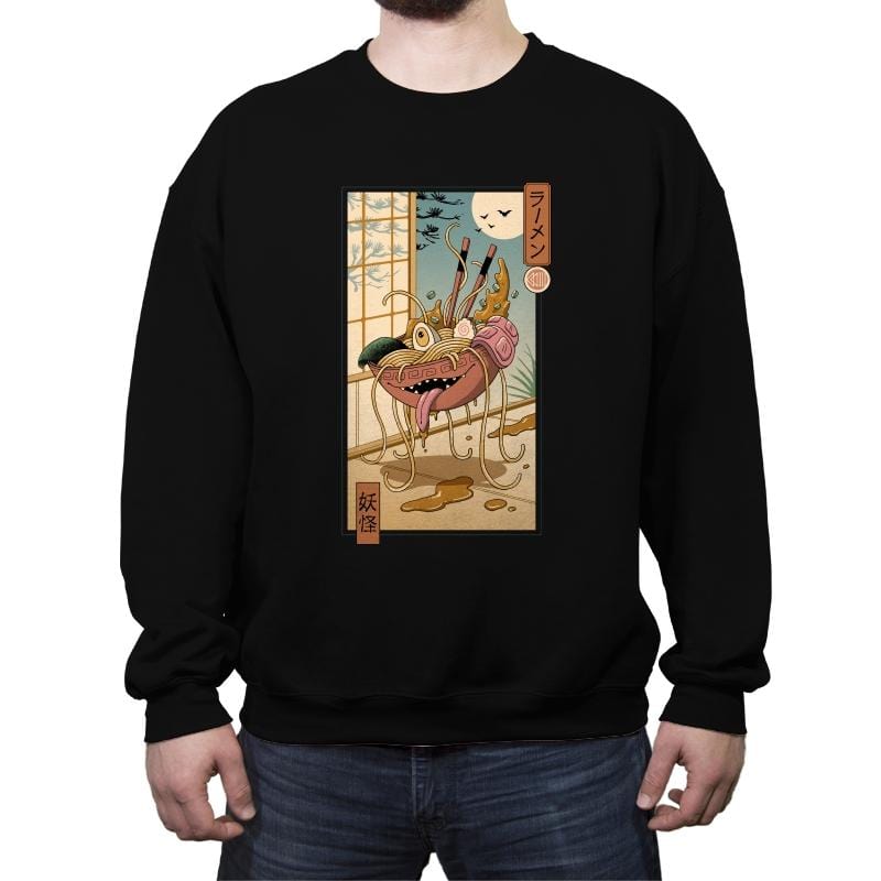 Yokai Ramen in Edo - Crew Neck Sweatshirt Crew Neck Sweatshirt RIPT Apparel Small / Black