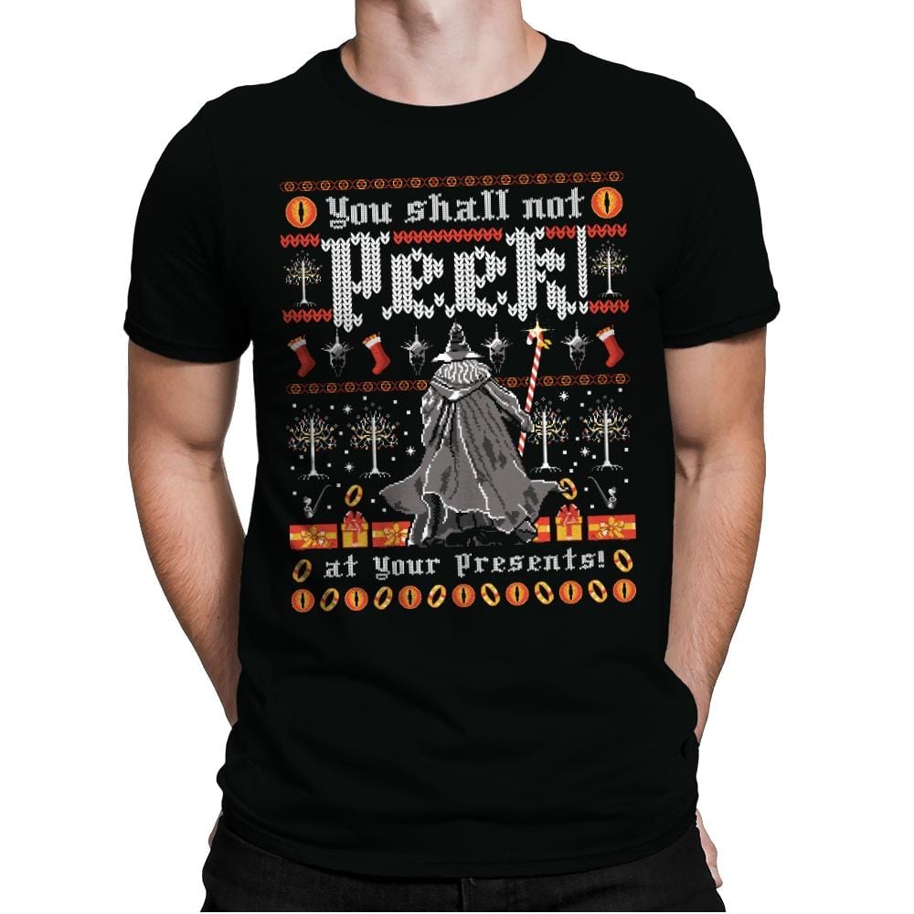 You Shall Not Peek - Ugly Holiday - Mens Premium T-Shirts RIPT Apparel Small / Black