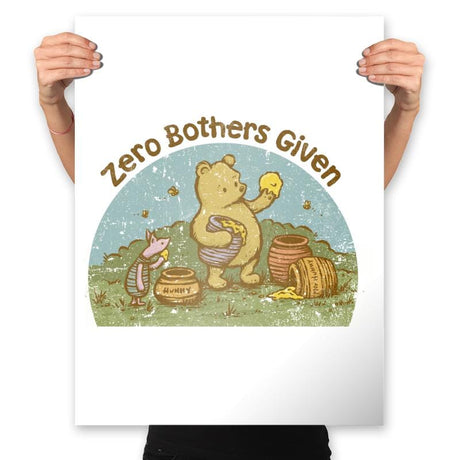 Zero Bothers Given - Prints Posters RIPT Apparel 18x24 / White